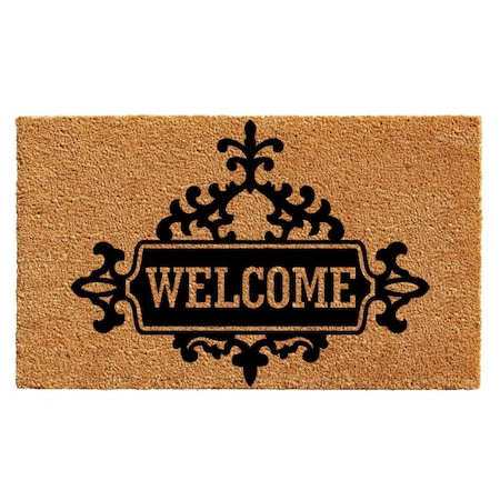 Configuracion 17 x 29 in. Courtyard Welcome Rectangular Doormat Natural & Black CO3357259